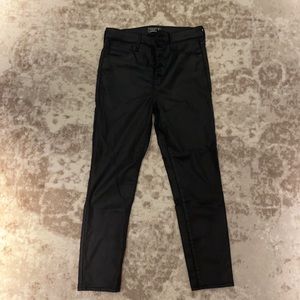 Black leather cropped Abercrombie jeans
